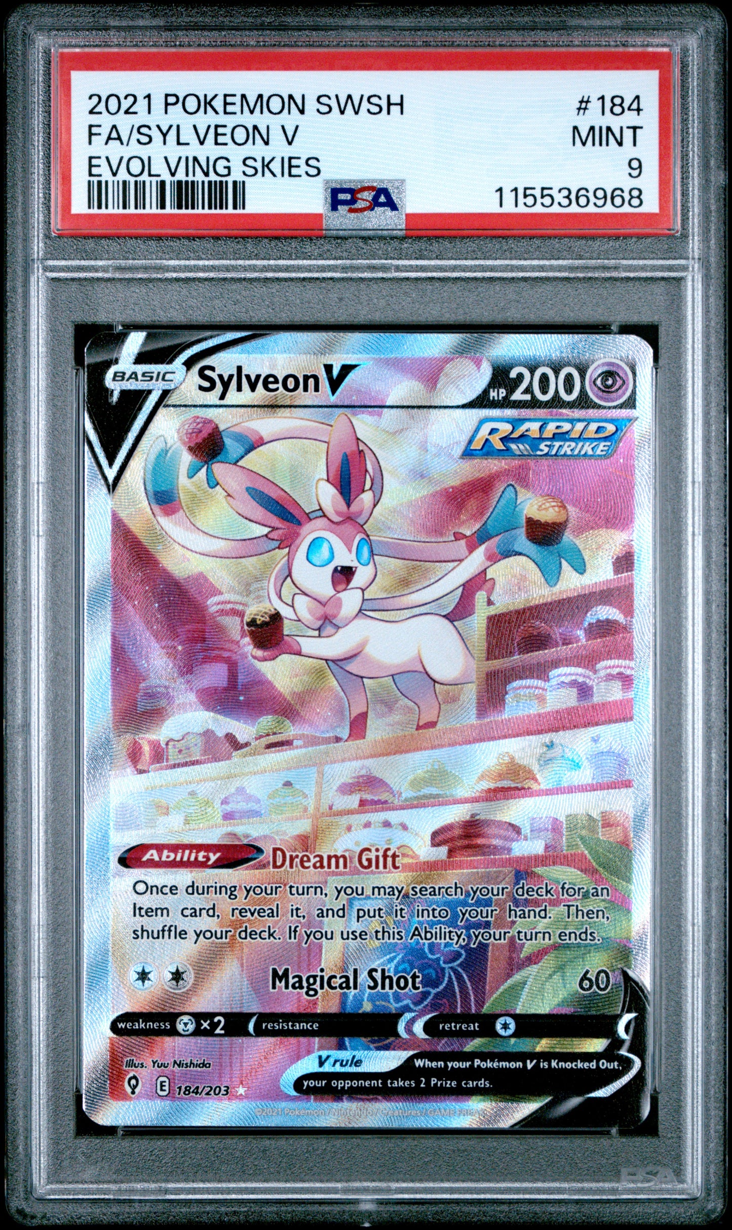 ! GAUNTLET #15: PSA 9 Sylveon V Alt Art (Evolving Skies) + Ember GradedGuard
